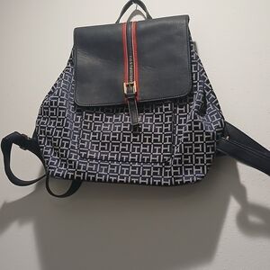Tommy Hilfiger Blue and Red Logo Backpack
